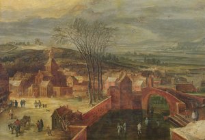 Paysage avec patineurs
