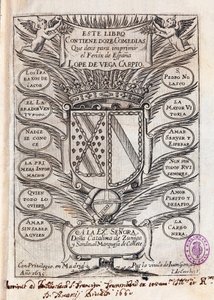 Page de titre de la collection de douze comédies de Félix Lope de Vega Carpio (1562-1635)