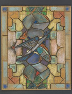 Projet pour un vitrail avec un oiseau et un poisson - Jaap Weyand