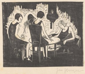 Quatre femmes assises à une table - Jac Jongert (signed by artist)