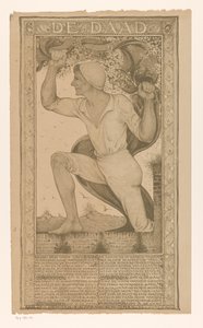Homme avec bannière et branche de fleurs