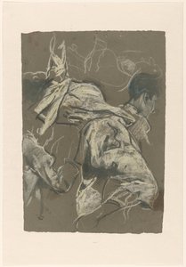Études de draperies et une tête - Jac van Looij