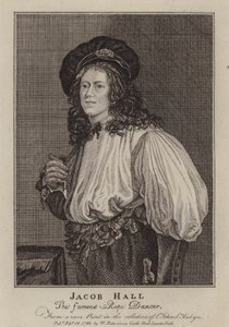 Jacob Hall, danseur de corde et acrobate anglais actif sous le règne du roi Charles II (gravure) - Jacob (after) Van Oost the Younger