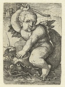 Putto sur un dauphin
