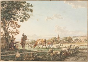 Paysage pastoral avec village, 1799 - Jacob Cats