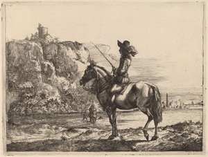 Paysage fluvial avec cavalier - Jacob Duck