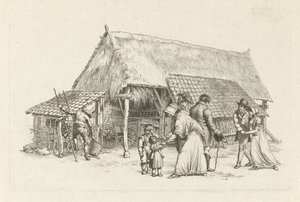 Groupe devant une grange (Études gravées) - Jacob Ernst Marcus
