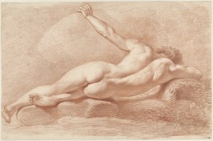 Nu masculin couché, vu de dos