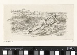 Homme allongé dans un paysage