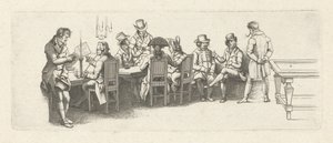 Hommes dans un café avec un billard