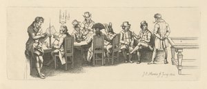 Hommes dans un café avec une salle de billard, 1814 - Jacob Ernst Marcus