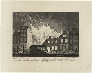 Incendie de la brasserie De Twee Leeuwen à Rotterdam, 1782 - Jacob Groenendijk