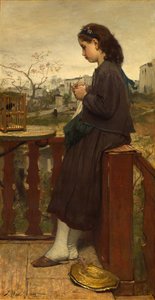 Fille tricotant sur le balcon, Montmartre, 1869 - Jacob Henricus or Hendricus Maris