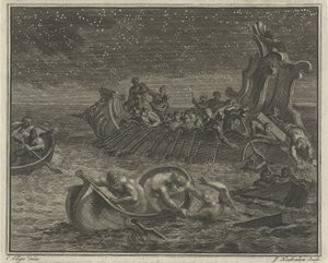 Galère sauvant des naufragés - Jacob Houbraken