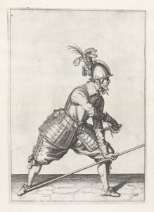 Soldat avec lance dégainant son épée, c.1600
