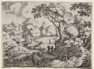 Six paysages: Chemin entre marais et rive boisée - Jacob I Savery