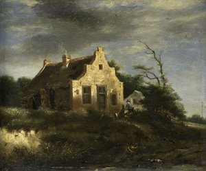Ferme dans un paysage de dunes boisées