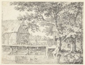 Vue de deux moulins à eau encadrant une écluse - Jacob van Ruisdael