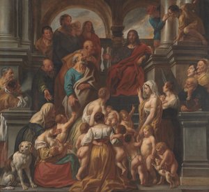 Christ bénissant les petits enfants. Laissez venir à moi les petits enfants