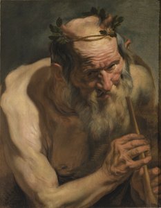 Vieux satyre tenant une flûte