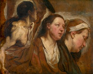 Deux têtes féminines et torse d