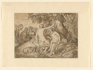 Paris et Œnone ou Angélique et Médor gravant leurs noms dans un arbre - Jacob Lois