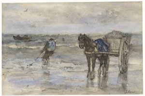 Pêcheur de coquillages sur la plage