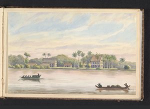 Vue de la plantation de café Frederiksdorp sur la rivière Commewijne - Jacob Marius Adriaan Martini van Geffen