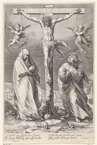 Christ en croix, avec Jean et Marie - Jacob Matham
