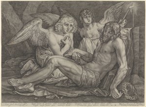 Christ dans le tombeau, avec deux anges