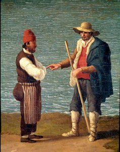Un berger et un marchand dans le port de Monopoli, Pouilles, Italie - Jacob Philippe Hackert