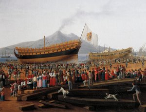 Lancement de navire dans le chantier naval de Castellammare di Stabia - Jacob Philippe Hackert