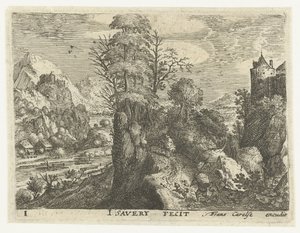 Paysage avec voyageurs sur une roche escarpée - Jacob Savery (I)