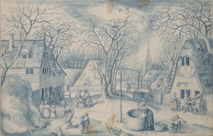 Scène de village : hiver, 16e siècle