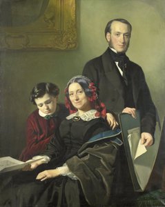 Mevrouw A.J. Schmidt-Keiser, veuve du peintre Willem Hendrik Schmidt (1809-49), le maître de Jacob Spoel, avec son frère J.N. Keiser et son fils de dix ans