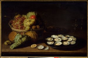Nature morte, huîtres et fruits