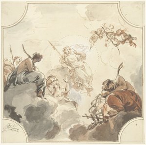 Esquisse pour une peinture de plafond avec Diane et Endymion