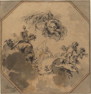 Étude pour un plafond : Allégorie de la moisson avec Dionysos et Cérès - Jacob de Wit