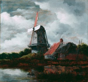 Paysage avec maison de ferme et moulin à vent - Jacob van Ruisdael