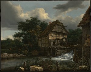 Deux moulins à eau et une écluse ouverte - Jacob van Ruisdael