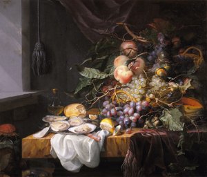 Nature morte avec fruits et huîtres