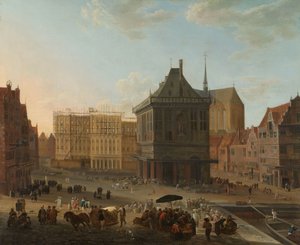Le Dam à Amsterdam avec la nouvelle mairie en construction