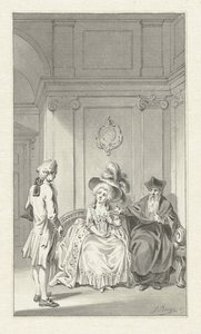 Intérieur avec ecclésiastique, dame et jeune homme - Jacobus Buys