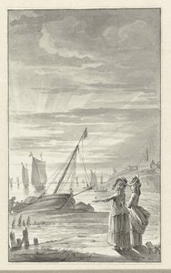 Plage avec deux dames - Jacobus Buys