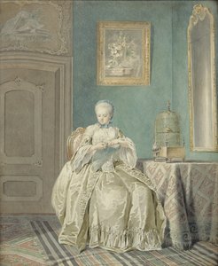 Jeune fille brodant