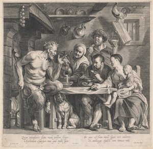 Un satyre rendant visite à une famille de paysans