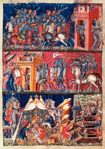 Le premier pillage de Troie. Miniature peinte de l