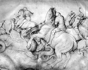 Bataille contre des dragons, c.1450 - Jacopo Bellini