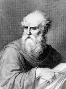 Portrait de Marcus Vitruvius Pollio dit Vitruve, architecte et écrivain romain, gravure de Jacopo Bernardi d