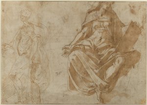 Sainte Cécile et une Figure Féminine Assise Tenant un Livre - Jacopo Ianguidi Bertoia
